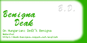 benigna deak business card